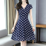 hulianfu Women Chiffon Summer Print Floral Dress Casual  New V-Neck Short Sleeve Elegant Party Dresses Ladies Clothing Vestidos robe