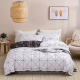 HULIANFU Modern Geometric Pattern Pink Bedding Set King Size Home Soft Queen Duvet Cover Set with Pillowcase Full Twin Bed Quilt Cover