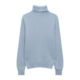 Hulianfu Winter High Quality Wwomen's Wool Sweater Solid Color High-neck Pullover Long-sleeved Knit Top