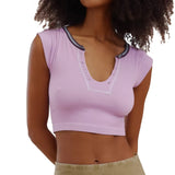 Hulianfu Women Y2k Crop Tops Short Sleeve Baby Tees for Teen Girls Summer Slim Fit Cropped Sweet T-Shirt Streetwear