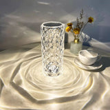 HULIANFU Spanish Acrylic Diamond Crystal Lamp Rose Light Projector 3/16 Color Adjustable Romantic Bedroom Touch Night Light