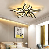HULIANFU Modern LED Ceiling Lights Dimmable Bedroom Chandelier Lamp Flower-Shape Design With Remote Control Study Hotel Ceiling Lamps
