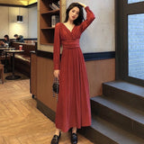 Hulianfu Vintage Sexy Maxi Dresses for Women Party Sequin Midi Dress Female Casual Chiffon Slim Korean Woman Dress Elegant Autumn