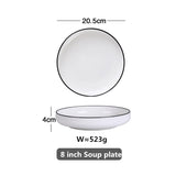 HULIANFU White Dinner Plate Set Ceramic Kitchen Plate Tableware Set Food Dishes Rice Salad Noodles Bowl Soup Kitchen Cook Tool 1pc
