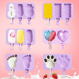 HULIANFU SILIKOLOVE Healthy Silicone Ice Cream Mold Easy Popsicle Mold Reusable Ice Cream Bar Pop Molds For DIY Making Summer Favorites