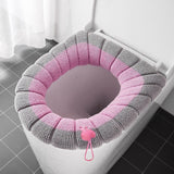 HULIANFU Winter Warm Toilet Seat Cover Closestool Mat 1Pcs Washable Bathroom Accessories Knitting Pure Color Soft O-shape Pad Bidet Cover