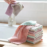HULIANFU Microfiber Double-Sided Strong Absorbent Soft Scouring Pad Kitchen Cleaning Rag Non-Stick Oil Rag Dry and Wet Rag Kitchen Towel