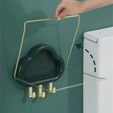 HULIANFU No-punch Basin Stand With Hooks Cute Cloud-shaped Storage Rack Multi-function Foldable Waterproof Bathroom Kitchen Organizer