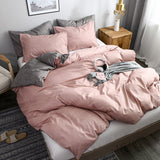 HULIANFU North America Plain AB Double-sided Design Duvet Cover Set King Queen Size Double Bed Quilts Covers Comforter Cover Bedding Sets