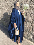 hulianfu Summer Eid Djellaba Abaya Dubai Shiny Soft Puff Sleeves Muslim Dress Silky Abaya Dubai Turkey Muslim Dress Islam Abayas WY800