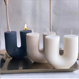 HULIANFU U Shape Scented Candle Mold Food Grade Silicone Mold DIY 3D Aromatherapy Candle Mould  Candle Making Supplies Home Wedding Decor
