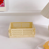 HULIANFU Ins Desktop Plastic Storage Baskets Organizer Box Folding Stackable Toy Storage Basket with Handle Bathroom Storage Box Basket