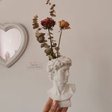 HULIANFU W&amp;G Nordic Vase Home Decor Vase Creative Human Head Portrait Flower Vases Room Decoration Resin David Flower Vase Room Decor