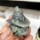 HULIANFU SkullS Pumpkin Figurine Labradorite Reiki Healing Hand Carved Home Halloween Decoration Gift 1pcs