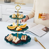 HULIANFU Table Plates Luxury Tableware Wedding Party Candy Dessert Dishes Fruit Bowl Home Cake Display Standing Kitchen Decoration Trays