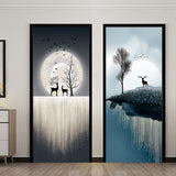 HULIANFU Light Luxury Elk Entry Door Sticker Whole Self-Adhesive Waterproof Decorative Porch Bathroom Glass Door Stickers Wall Stickers