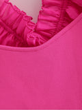 hulianfu summer chiffon blouse women transparent organza pink puff ruffle sleeve back bow blouse sexy slim short tops female camisole New