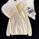 hulianfu Woman's Sweatshirts Solid Drop Shoulder Korean Female Hooded Pullovers  Thicken Warm Oversized Hoodies Women