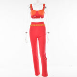 Hulianfu Swimwear Women Dress Suit Swimsuit Cover Up Beach Cakes Female Two Piece Tangerine Buckle Sling Color Leisure Trousers Wipe