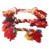 HULIANFU Pet Dog Puppy Double Knot Chew Rope Knot Toys Clean Teeth Durable Braided Bone Rope Pet Molar Toy Pet Supplies Random Color