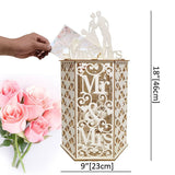 HULIANFU Wedding Card Box Wooden Elegant Cutout Hexagon Design Wedding Box 3D Classic Scene For Wedding Party Decoration