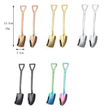 HULIANFU Stainless Steel Coffee Tea Spoon Creative Retro Shovel Scoop for Dinner Ice Cream Dessert Watermelon Kitchen Tableware Bar Tool