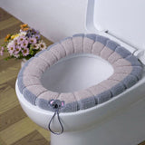 HULIANFU Winter Warmer Toilet Seat Cover Mat Bathroom Toilet Pad Cushion with Handle Thicker Soft Washable Closestool Warmer Accessories