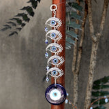 HULIANFU Turkish Blue Eye Horseshoe with Elephant and Ribbon Wall Hanging Amulet Ethnic Lucky Gift Pendants Home Car Hanging Decorations