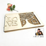 HULIANFU New Wooden Wedding Guestbook Reception Book Sign-in Book Personalized Mr. and Mrs. Photo Frame Wedding Decoration Supplies