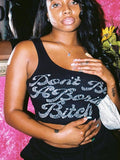 Sequined Letter Print Sleeveless Sexy Crop Top Summer WOmen Fashion Streetwear Tank Top Y2K Tees