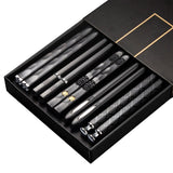 HULIANFU JANKNG 5 Pair Japanese Chopsticks Alloy Non-Slip Sushi Chop Sticks Set Chinese Gift Reusable Chopsticks Tableware Gift Kitchen