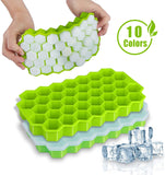 HULIANFU SILIKOLOVE Honeycomb Ice Cube Trays Reusable Silicone Ice cube Mold BPA Free Ice maker with Removable Lids