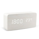 HULIANFU USB/AAA  Clocks LED Wooden Alarm Clock Watch Table Voice Control Digital Wood Despertador Electronic Desktop Table Decor