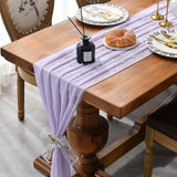 HULIANFU Sheer Chiffon Luxury Solid Color Table Runner Rustic Boho Wedding Party Bridal Shower Birthday Home Christmas Decoration