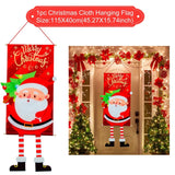 HULIANFU Merry Christmas Hanging Flag Christmas Decorations For Home Door Christmas Ornaments Xmas Gifts Navidad Decor 2023 New Year