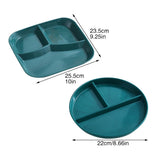 HULIANFU Portion Control Food Dish Home Kitchen For Adults Reusable PP Round Square Dinner Plate Diet Non Slip Dinnerware 3 Compartments