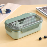 HULIANFU Lunch Box 2 Layers Grids Student Office Worker Microwave Hermetic Bento Box Outdoor Picnic Fruit Food Container with Fork Spoon