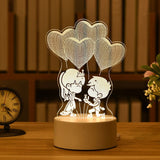 HULIANFU Romantic Love 3D Acrylic Led Lamp for Home Children Night Light Table Lamp Birthday Party Decor Valentine Day Bedside Lamp