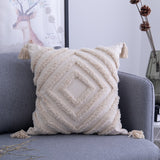 HULIANFU Simple Square Tassel European Style Sofa Pillow Ins Cushion Retro Style Throw Pillow Home Decorative Cushion Cover Without Core