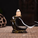 HULIANFU Leaf Tower Incense Ceramic Burner Fragrance Holder Backflow Censer Creative Aromatherapy Smoke Reflux Incense Stick Incense