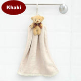 HULIANFU Quick-Dry Hand Towel Cute Bear Coral Fleece Holdable Kitchen Toilet Towel Absorbent Wipe Plush Hand Towel Bathroom Hanging Towel