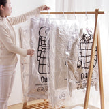 HULIANFU Transparent Clothes Compression Bag, Down Jacket Hanging Zipper Storage Bag, Clothes Organizer Plastic Bag, PE Plastic, Vacuum S