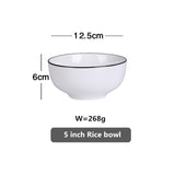 HULIANFU White Dinner Plate Set Ceramic Kitchen Plate Tableware Set Food Dishes Rice Salad Noodles Bowl Soup Kitchen Cook Tool 1pc