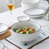 HULIANFU White Dinner Plate Set Ceramic Kitchen Plate Tableware Set Food Dishes Rice Salad Noodles Bowl Soup Kitchen Cook Tool 1pc