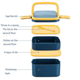HULIANFU Thermal Lunch Box Portable Food Container With Spoon Microwave Vaccum Bowl Bento For Kids Picnic Insulated Lunch Box Three Layer
