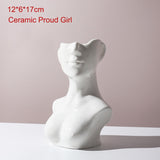 HULIANFU W&amp;G Nordic Vase Home Decor Vase Creative Human Head Portrait Flower Vases Room Decoration Resin David Flower Vase Room Decor