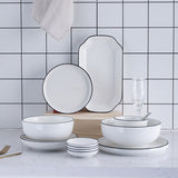 HULIANFU White Dinner Plate Set Ceramic Kitchen Plate Tableware Set Food Dishes Rice Salad Noodles Bowl Soup Kitchen Cook Tool 1pc