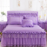 HULIANFU  1 Piece Lace Bed Skirt +2pieces Pillowcases bedding set Princess Bedding Bedspreads sheet Bed For Girl bed Cover King/Queen size