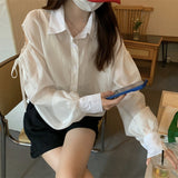 Hulianfu Shirts Women Hole Temperament Sun-proof Ins Vacation Thin Korean Style Sheer Off-shoulder BF Summer Students Beach