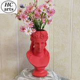 HULIANFU W&amp;G Nordic Vase Home Decor Vase Creative Human Head Portrait Flower Vases Room Decoration Resin David Flower Vase Room Decor